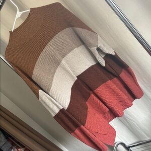 Olive & Oak Brown & Cream Ribbed Knit Sweater